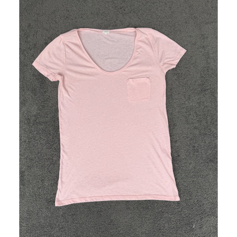 J.Crew Womens Pink Slub Jersey Scoop Neck Pocket T-Shirt 63801 S